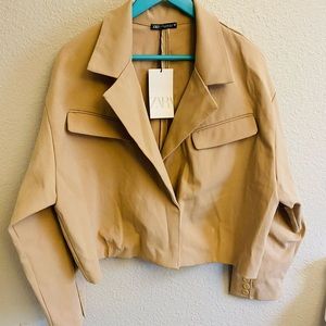 ZARA Tan Cropped Jacket Size XXL